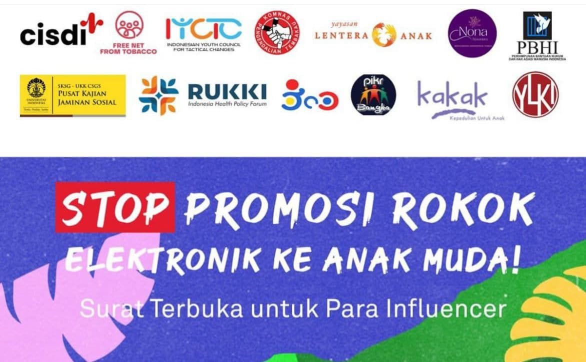 Koalisi Masyarakat Sipil Tolak Promosi Rokok Elektronik.