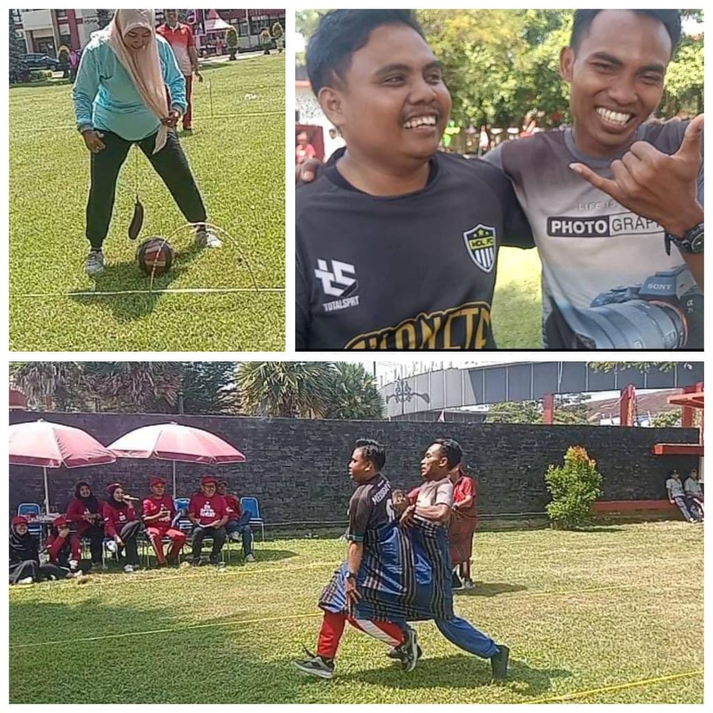 Pasangan Ari dan Cipto dari DLH Sumenep Juara I Lomba Lari Sarung Antar OPD