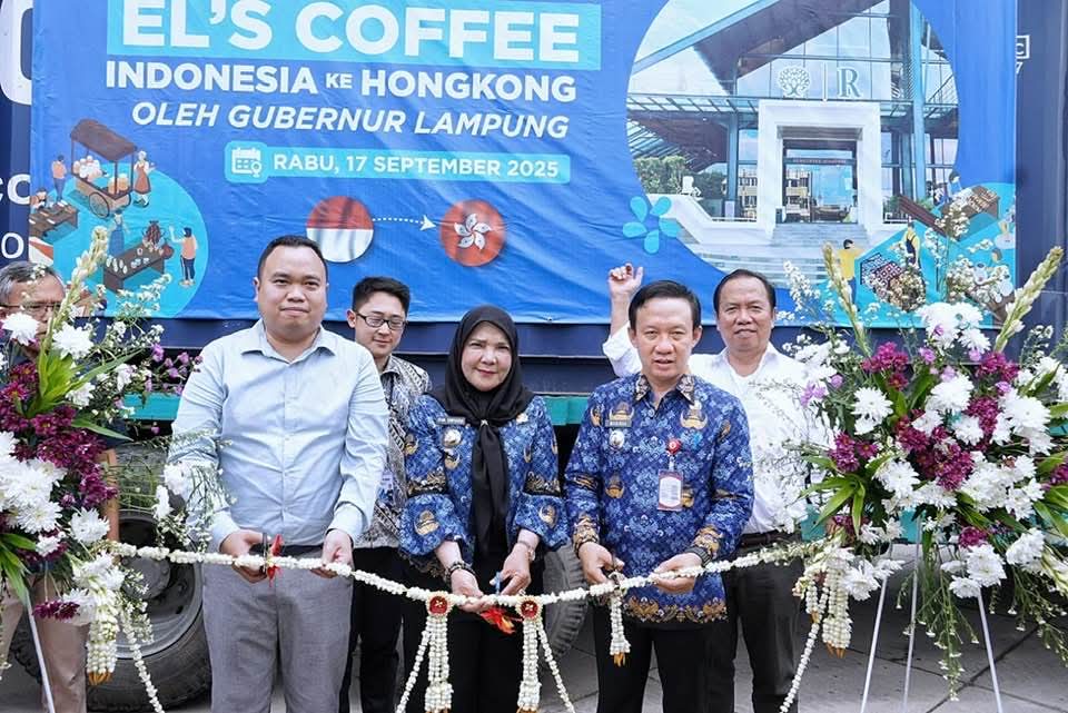 Sekdaprov Lampung,  Lepas  ekspor Perdana Kopi Bubuk Robusta Lampung ke Hongkong