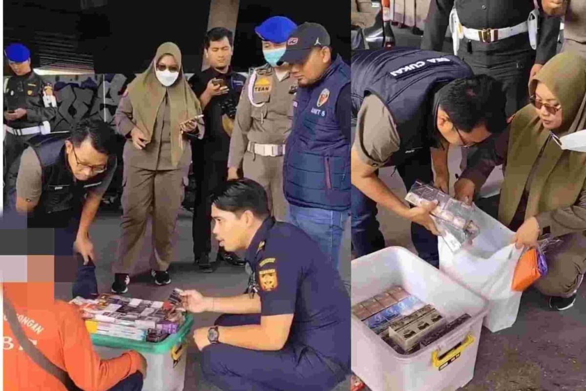 Operasi Gabungan Satpol PP Kota Surabaya - Bea Cukai Sidoarjo Berhasil Mengamankan 9500 Batang Rokok Ilegal.