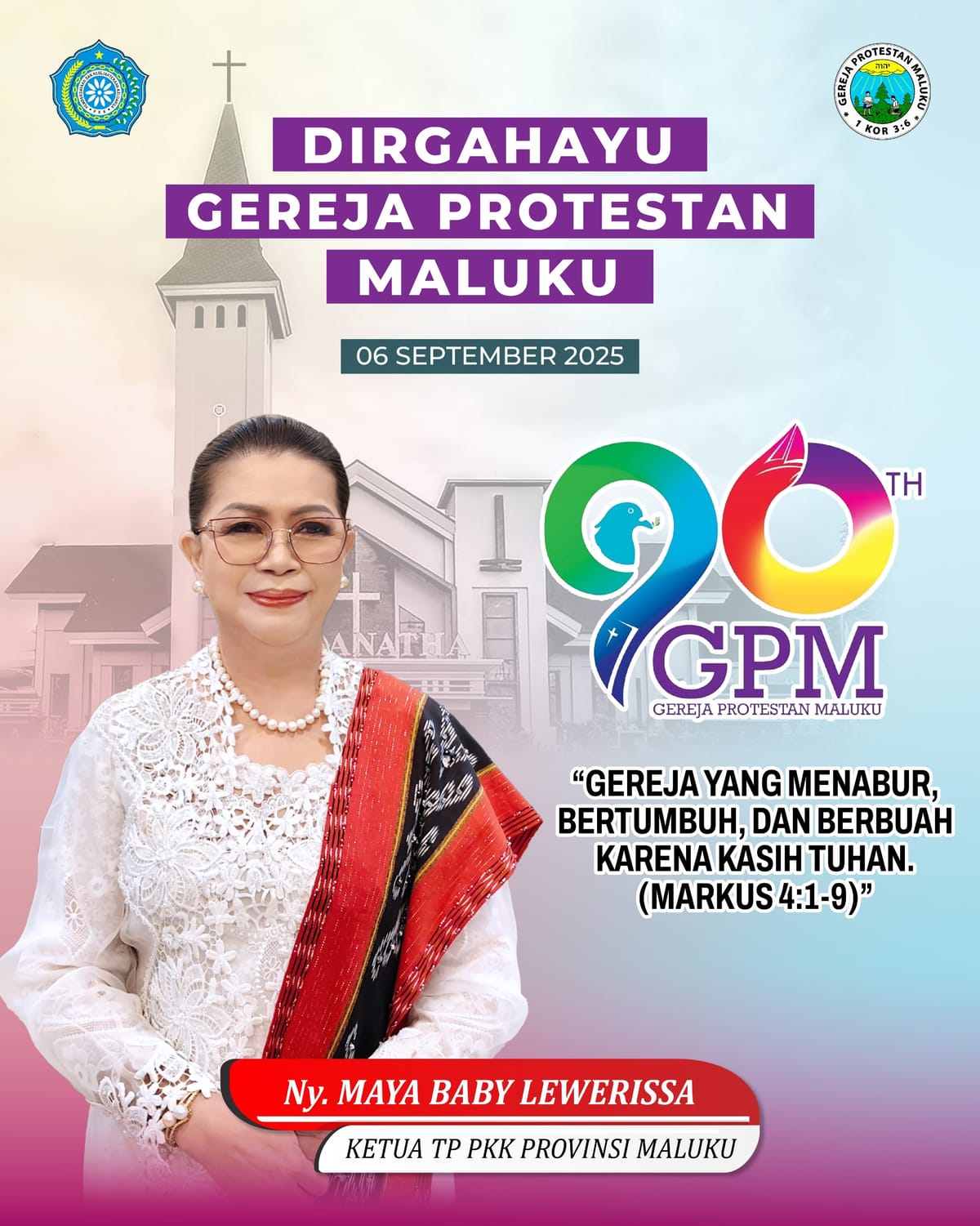 Ketua TP PKK Provinsi Maluku, Maya Baby Lewerissa Mengucapkan Dirgahayu Gereja Protestan Maluku