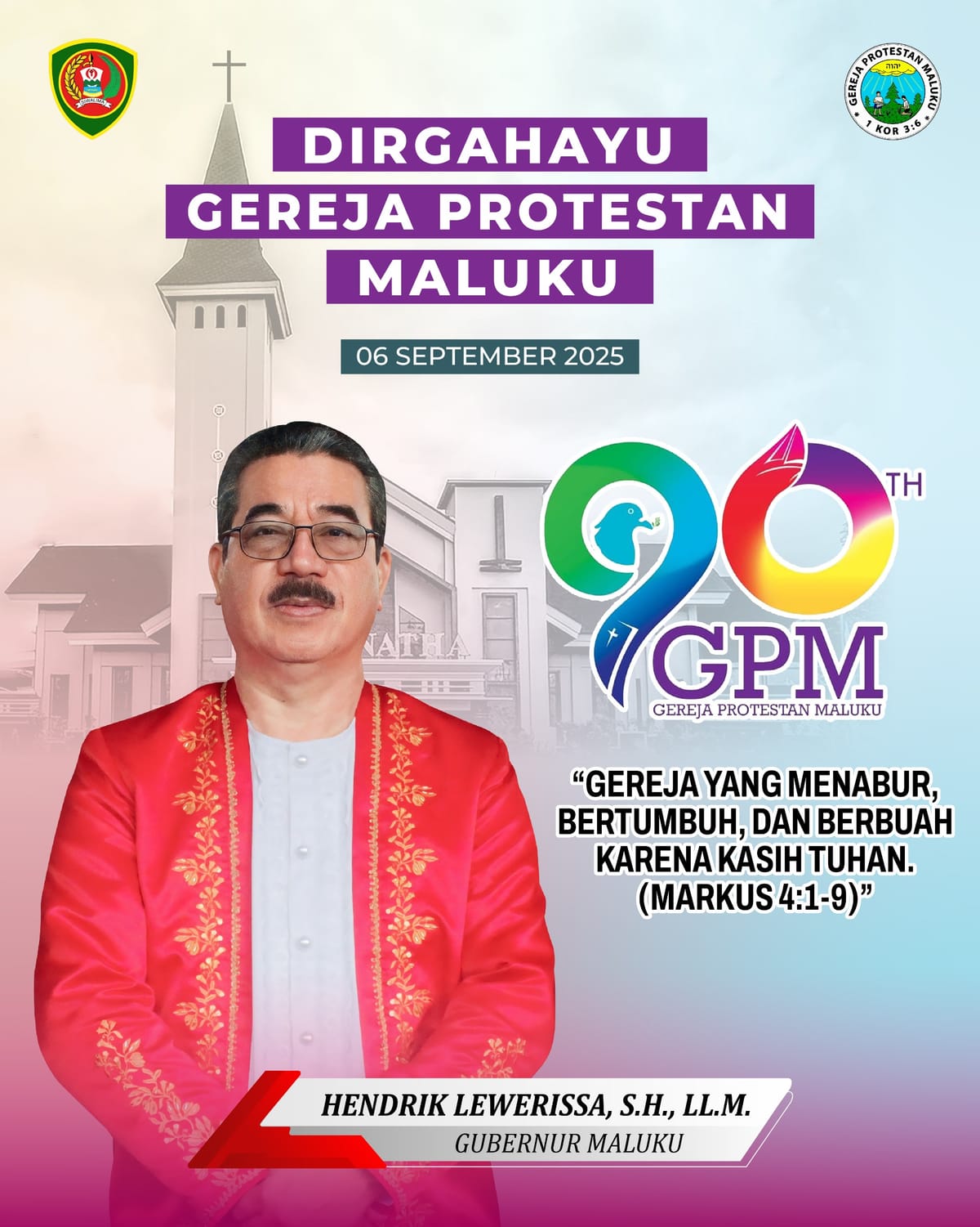 Gubernur Maluku, Hendrik Lewerissa, S.H., LL.M., Mengucapkan Dirgahayu Gereja Protestan Maluku