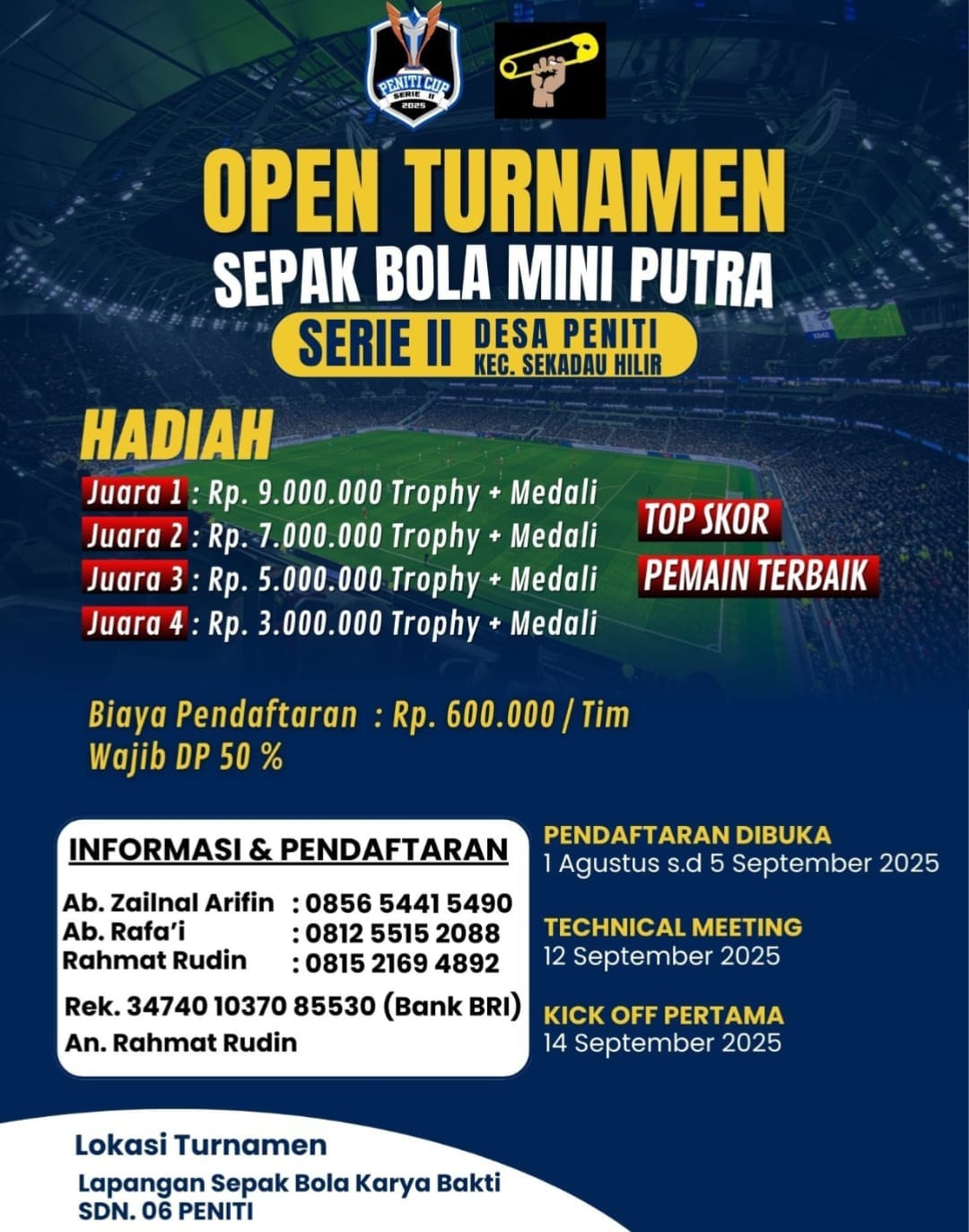 Semarak Sepak Bola Mini di Desa Peniti, 94 Tim Siap Berlaga di Turnamen Terbuka 2025