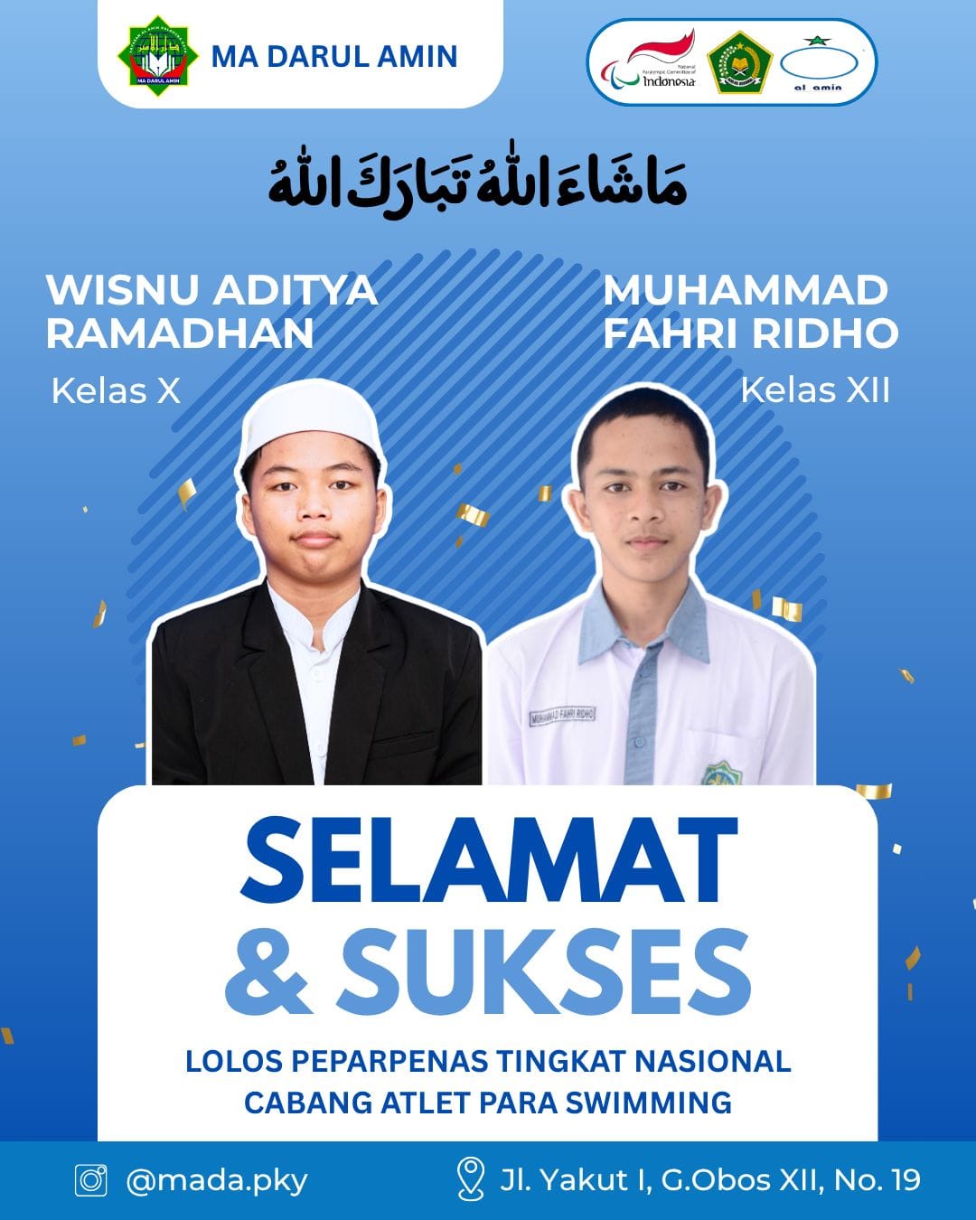 Ridho dan Wisnu, Atlet MA Darul Amin, Siap Harumkan Kalteng di Peparpenas XI 2025 Jakarta