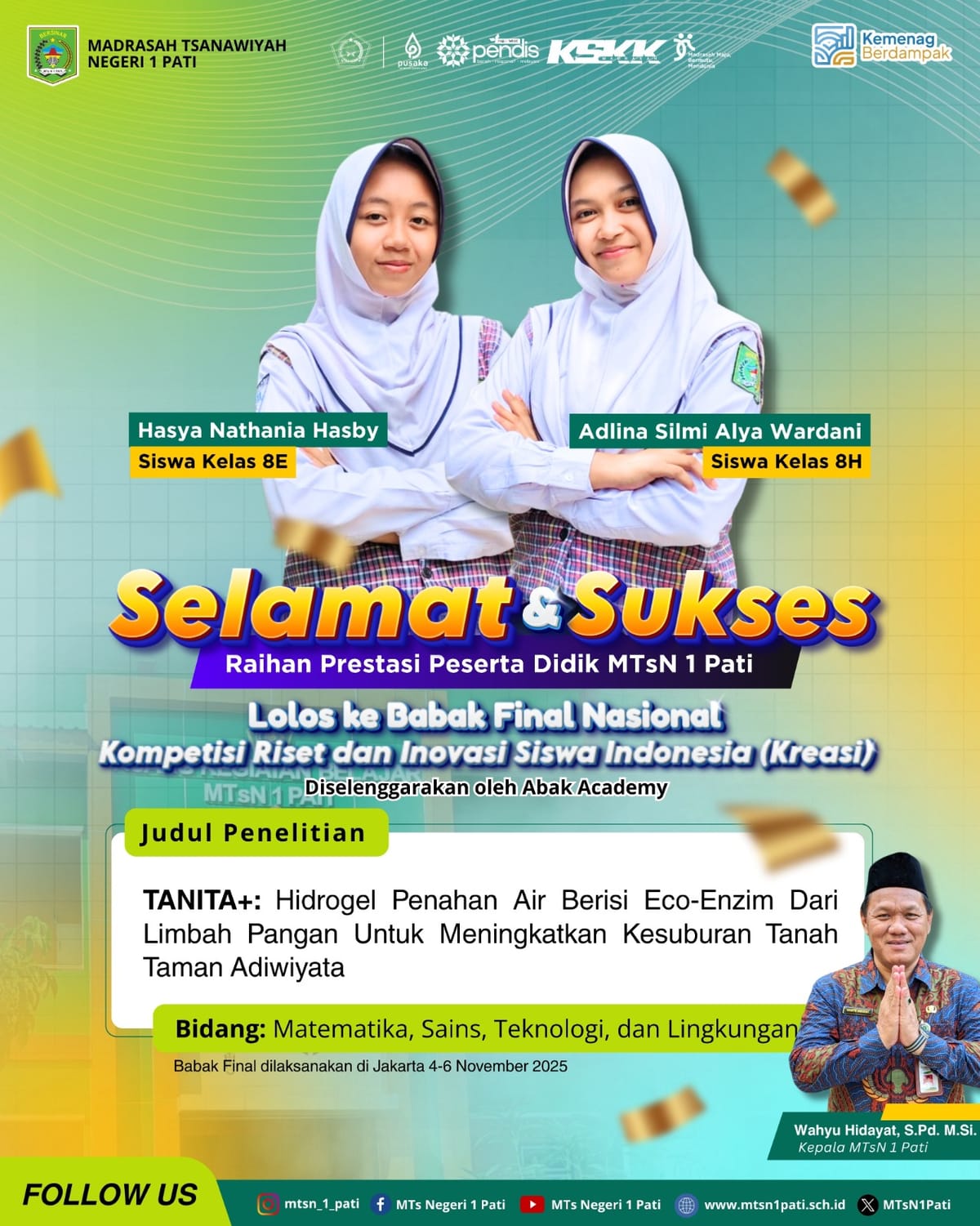 Tiga Tim Riset MTsN 1 Pati Masuk Final KREASI 2025
