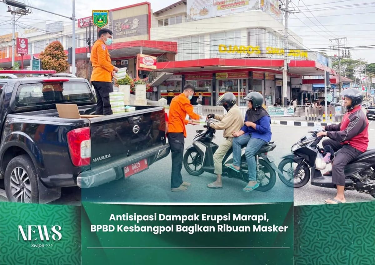 Antisipasi Dampak Erupsi Marapi, BPBD Kesbangpol Bagikan Ribuan Masker