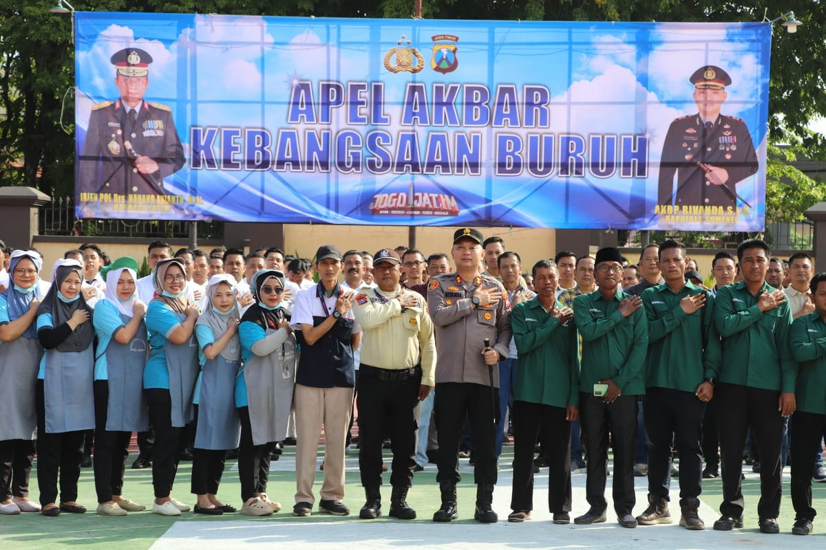 Kapolres Sumenep Kobarkan Semangat Persatuan! Apel Akbar Buruh Menjadi Simbol Kebangkitan Kebangsaan