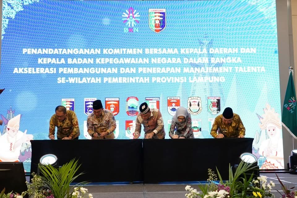Lima belas Pemkab/Kota se-Provinsi Lampung Teguhkan Komitmen Dukung Akselerasi Penerapan Manajemen Talenta