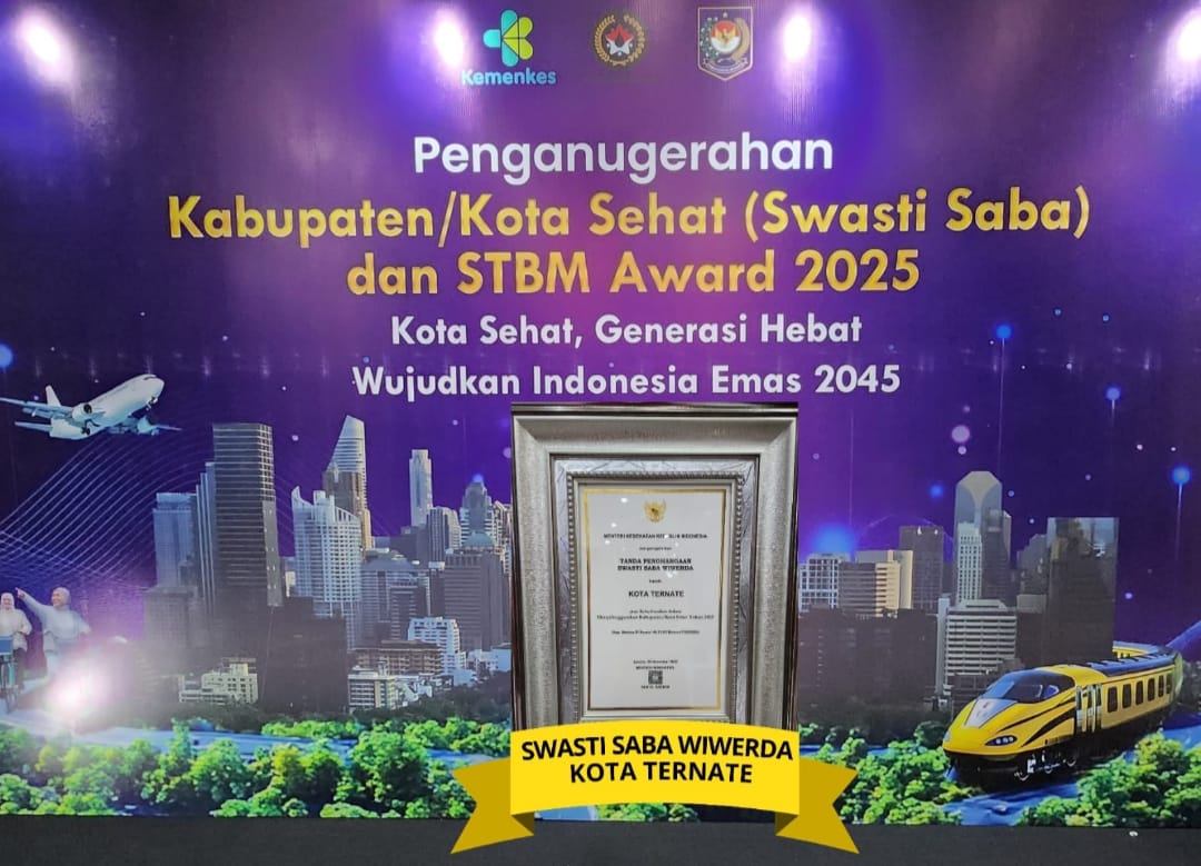 Kota Ternate Peroleh Penghargaan Kota Sehat Swasti Saba Wiwerda