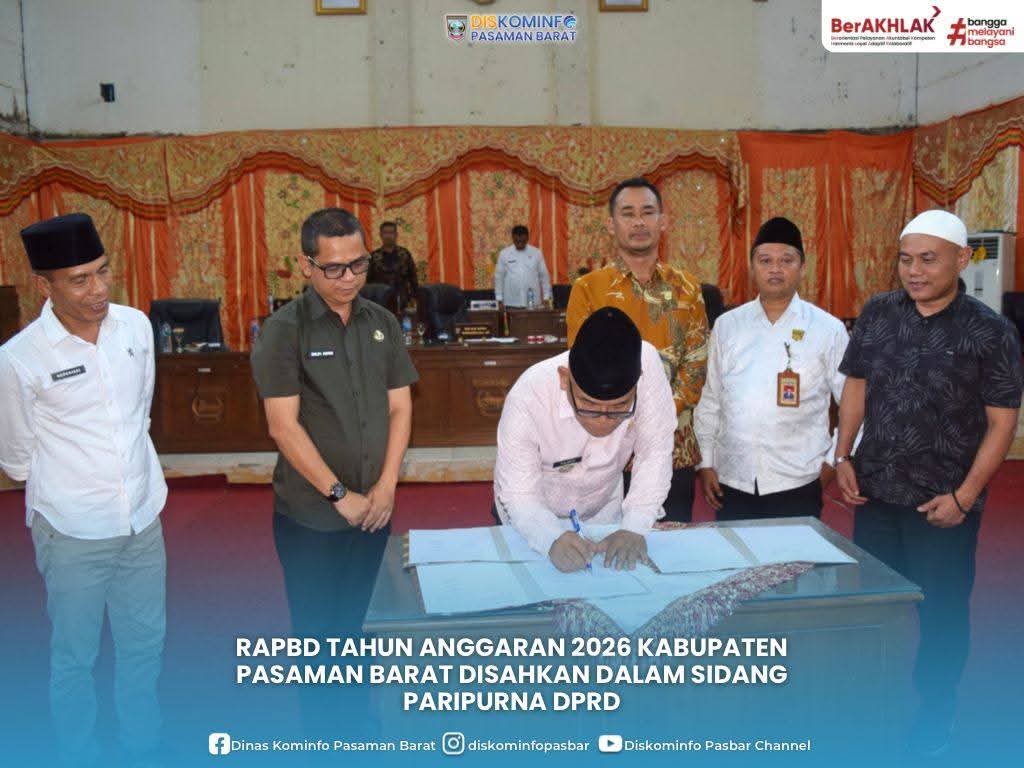 RAPBD Tahun Anggaran 2026 Kabupaten Pasaman Barat Disahkan dalam Sidang Paripurna DPRD