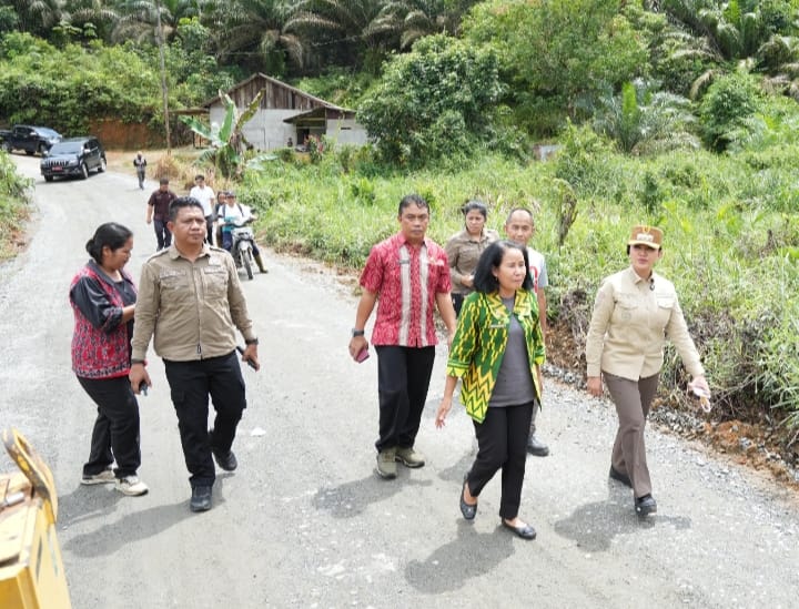 Bupati Karolin Turba Tinjau Perbaikan Beberapa  Ruas Jalan di kecamatan  Mempawah Hulu