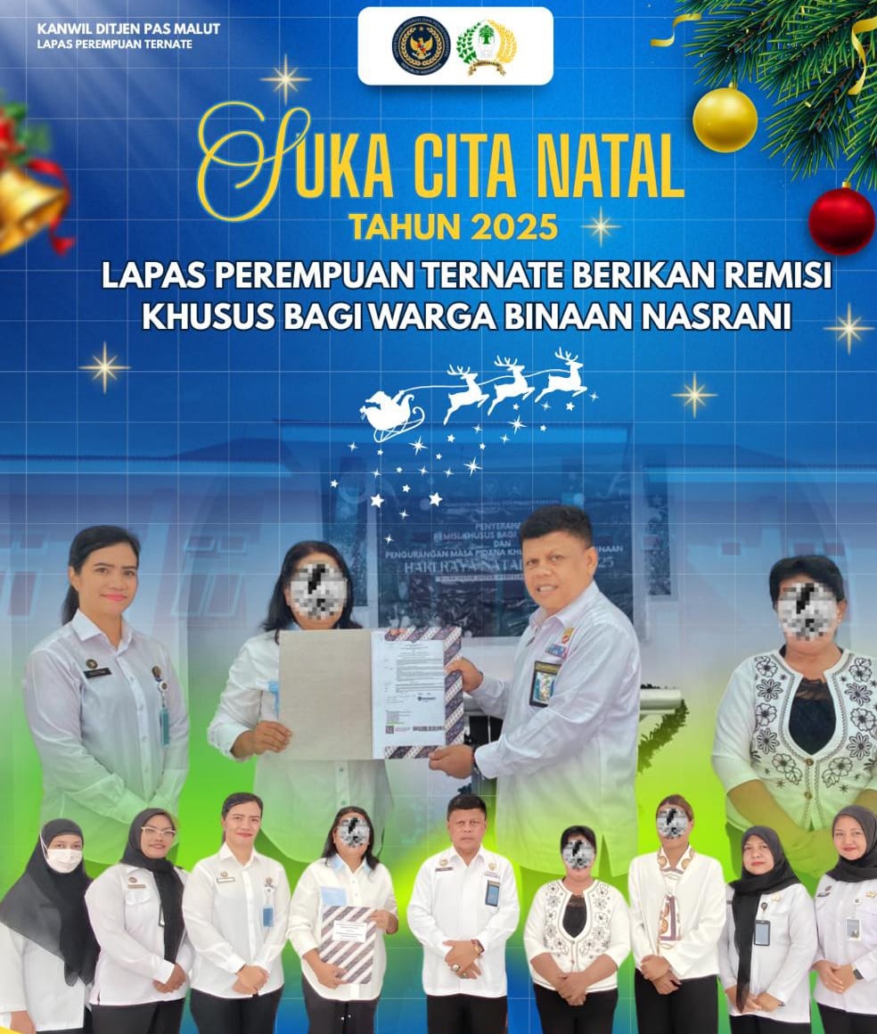 Tiga Warga Binaan Lapas Perempuan Ternate Dapat Remisi di Hari Natal