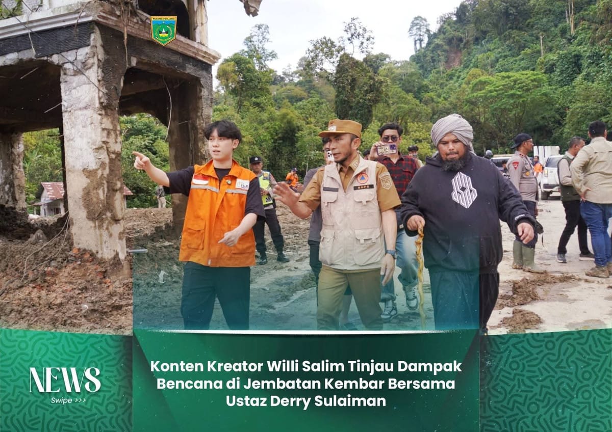 Konten Kreator Willi Salim Tinjau Dampak Bencana di Jembatan Kembar Bersama Ustadz Derry Sulaiman