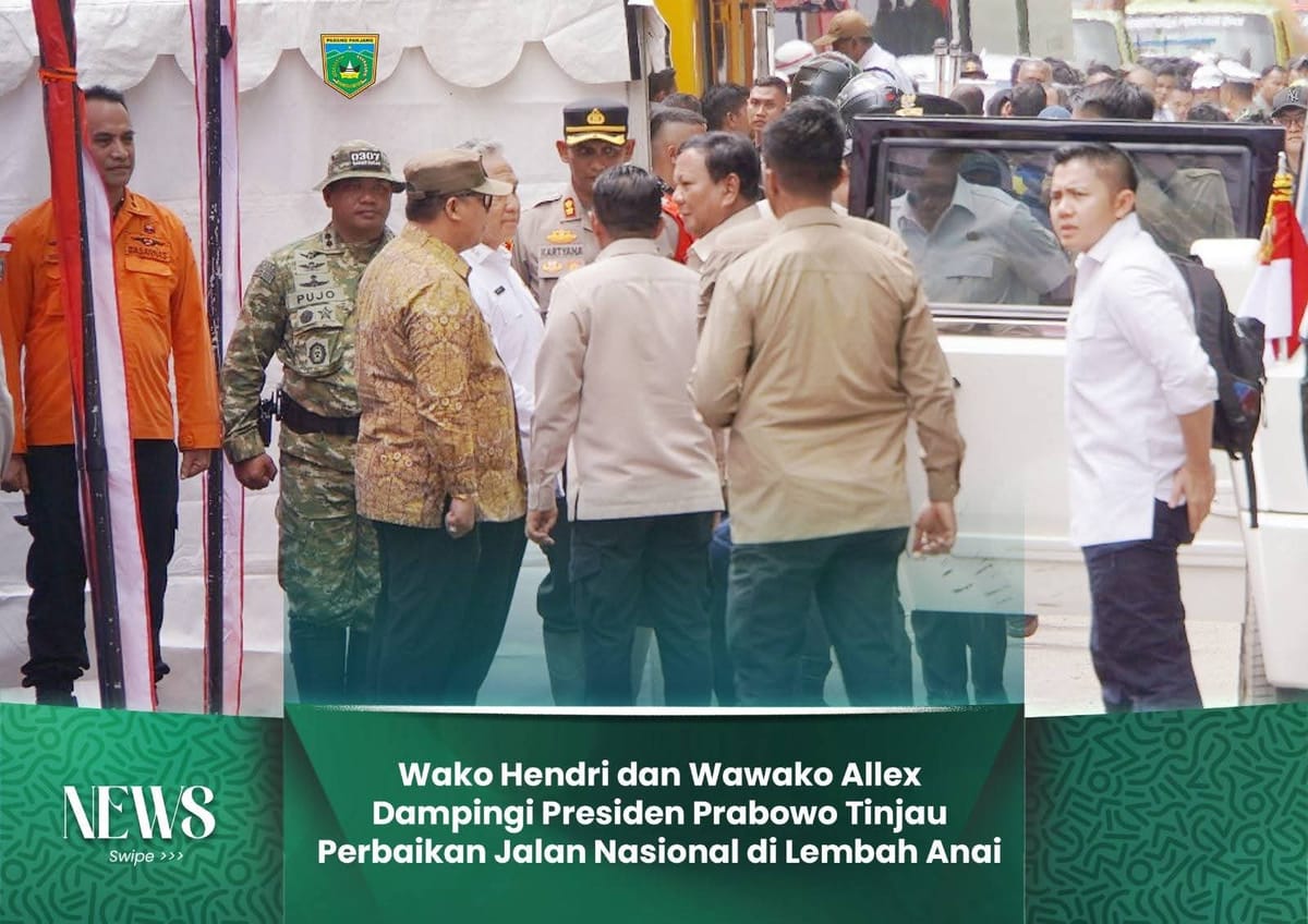 Walikota Padang Panjang Hendri Arnis Dampingi Presiden Prabowo Tinjau Perbaikan Jalan Nasional di Lembah Anai