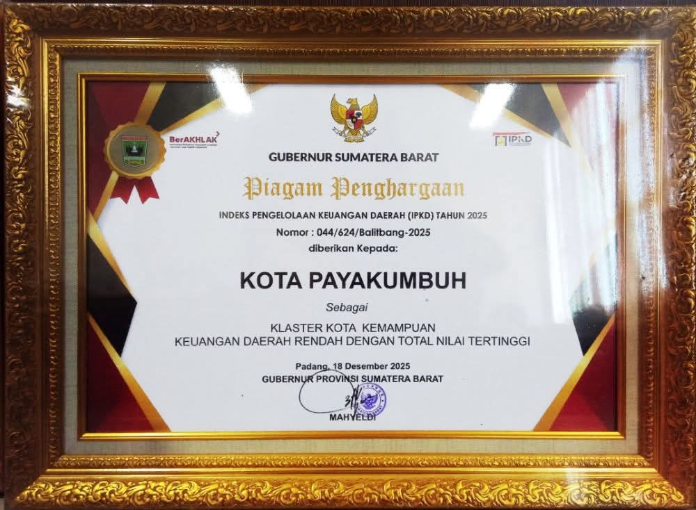Raih Nilai Tertinggi IPKD 2024 di Sumbar untuk Klaster Kota Berkemampuan Keuangan Rendah, Ini Kata Wako Zulmaeta