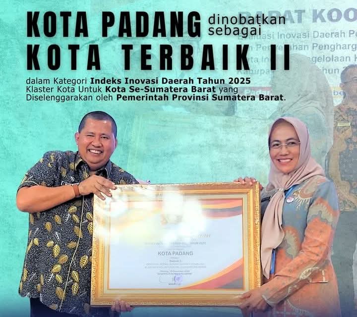 Kota Padang Terbaik Kedua Indeks Inovasi Daerah di Sumbar