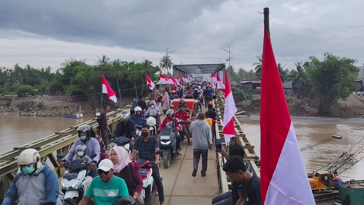 Jembatan Bailey Kutablang Rampung, Jalan Nasional Medan–Banda Aceh Kembali Normal