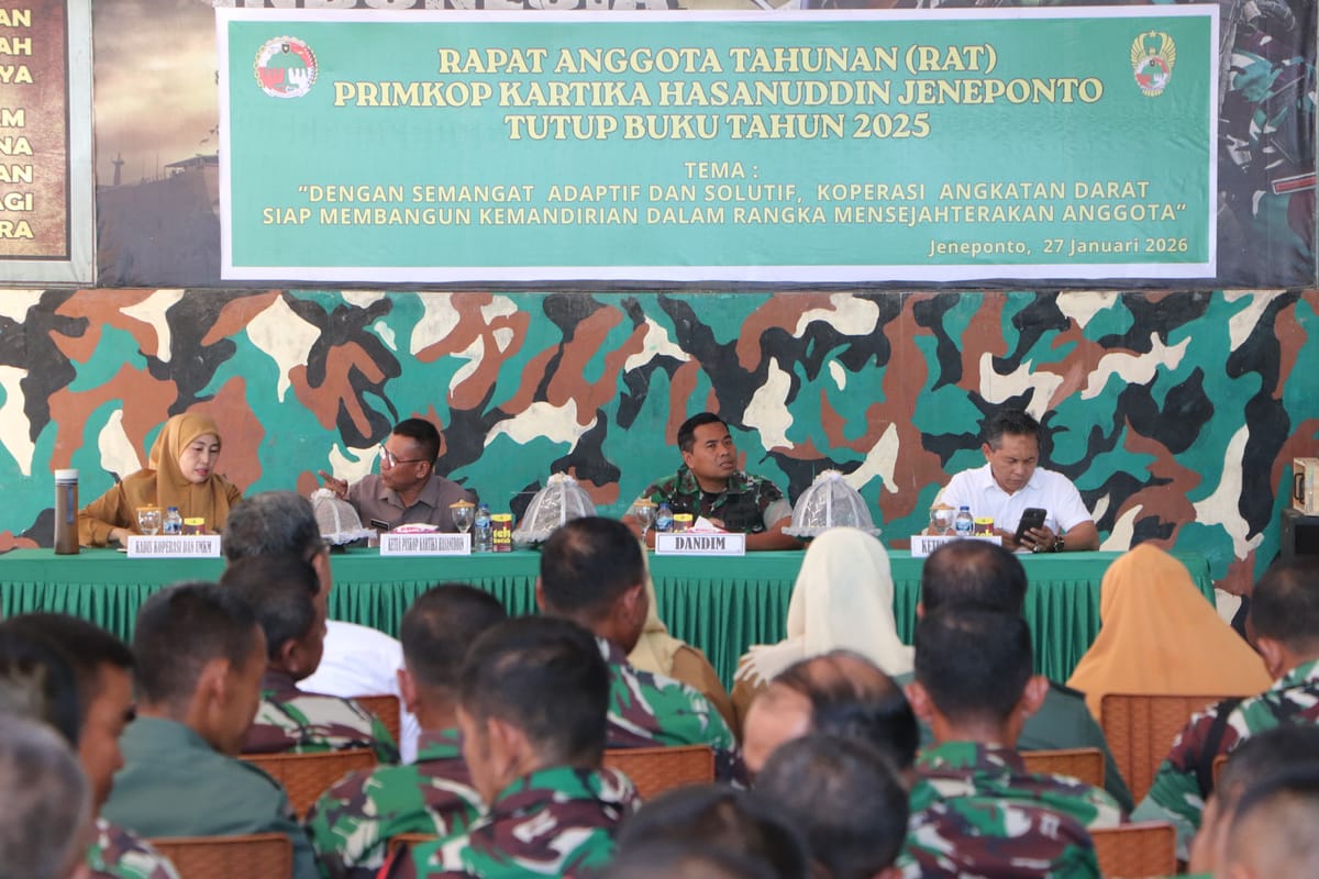 Primkopad Kartika Hasanuddin Kodim 1425/Jeneponto Mantapkan Kemandirian Anggota Lewat RAT Tahun Buku 2025