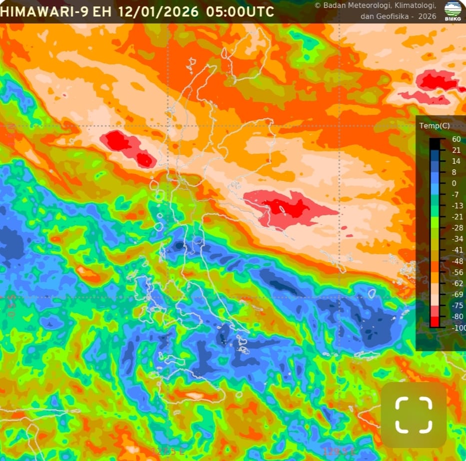 BMKG Peringatkan Potensi Hujan dan Angin Kencang di Maluku Utara Masih Terjadi 12 - 18 Januari 2026