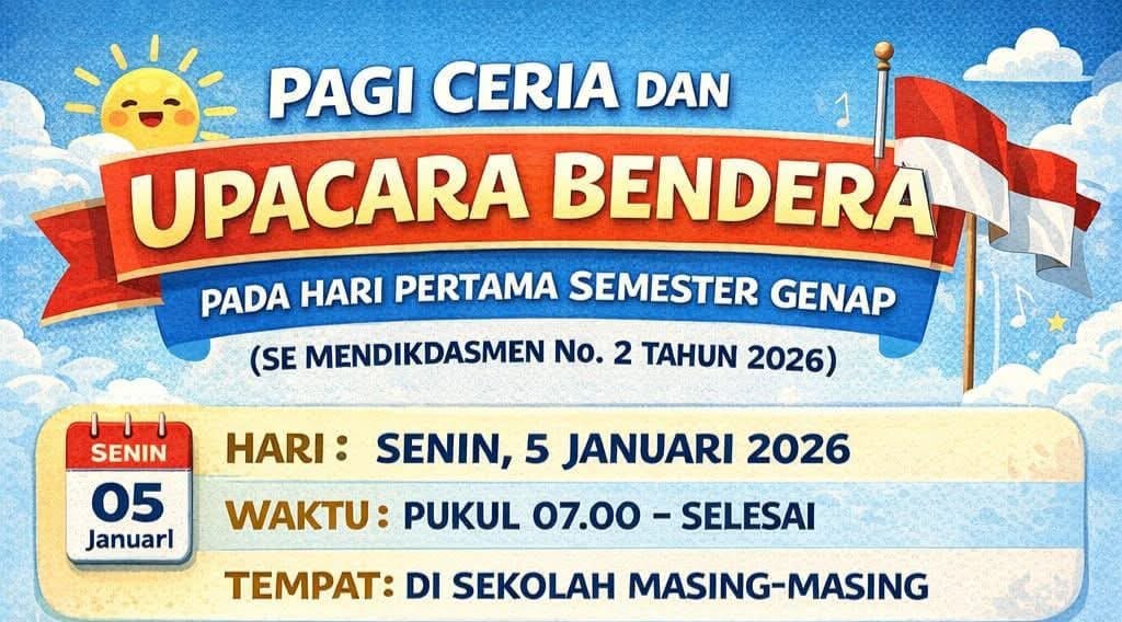 Hari Pertama Masuk Sekolah di Padang, Siswa Laksanakan Pagi Ceria dan Upacara Bendera