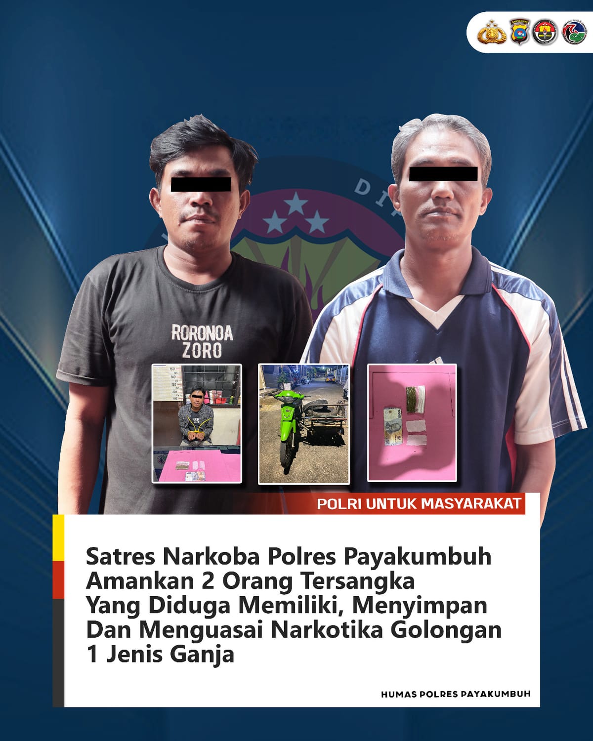 Sat Narkoba Polres Payakumbuh Tangkap Dua Orang Tersangka Pemilik Ganja Kering.
