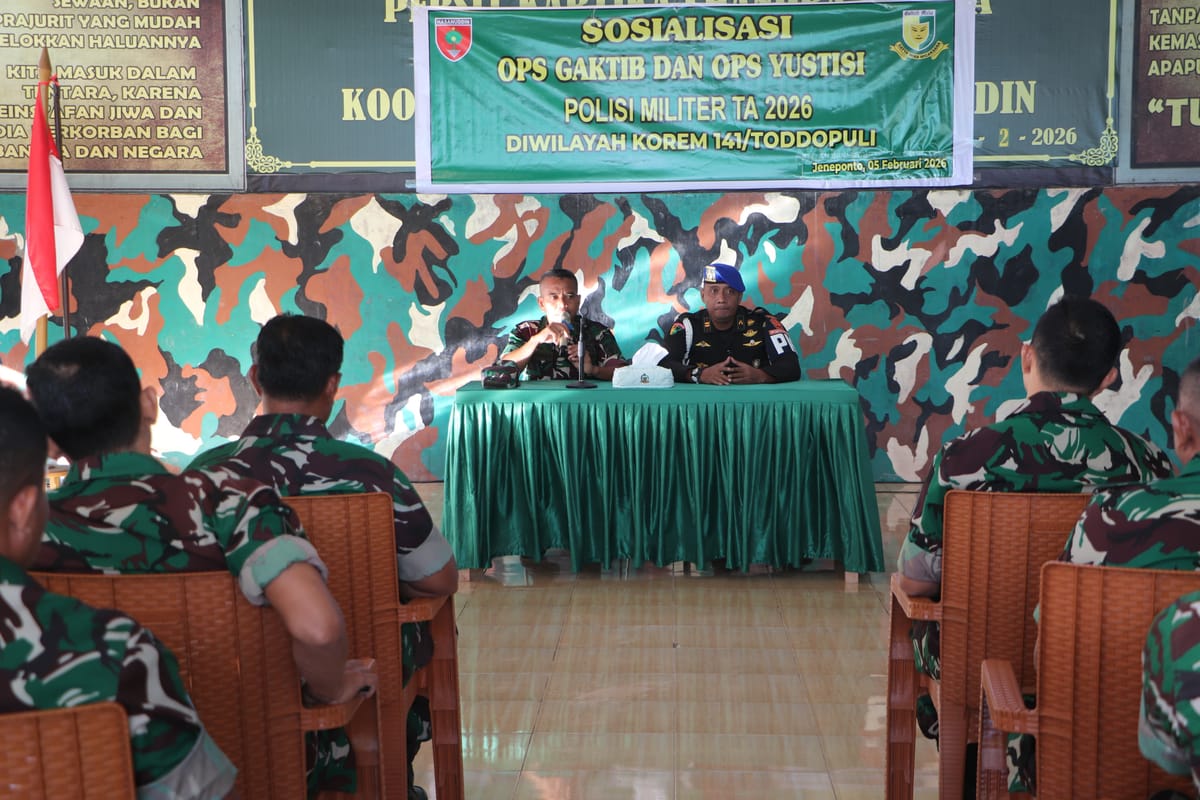 Kodim 1425/Jeneponto Komitmen Tertib Hukum Lewat Sosialisasi Ops Gaktib dan Yustisi
