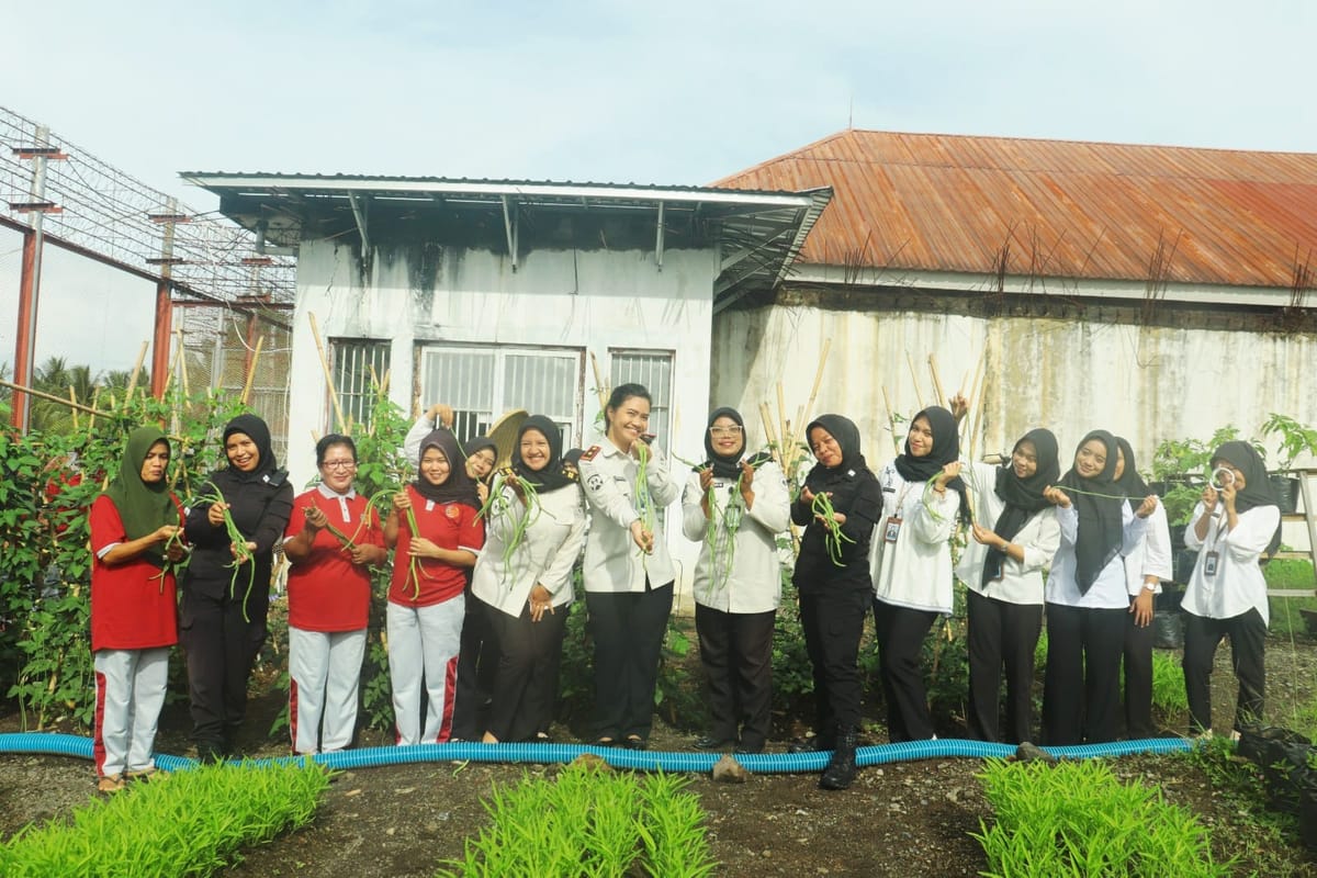Lapas Perempuan Ternate Panen Tanaman  Kacang Panjang