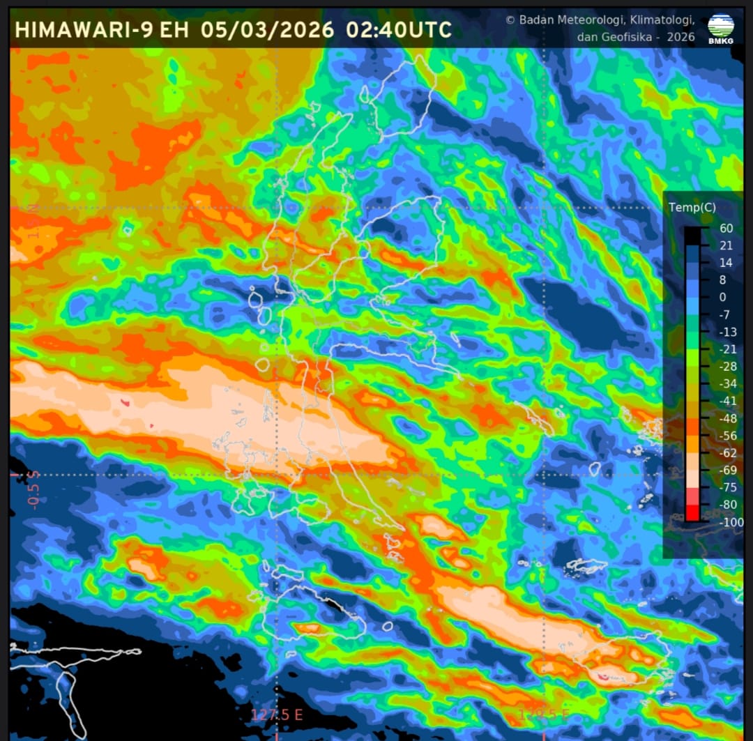 Wilayah Maluku Utara Masih Berpotensial Cuaca Ekstrem 5 - 11 Maret 2026, BMKG Keluarkan Peringatan Dini