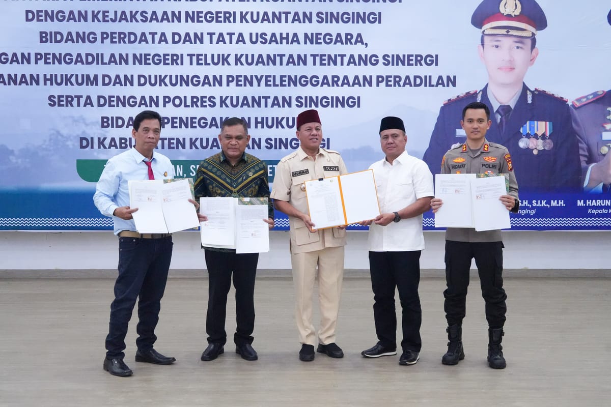 Perkuat Pencegahan Hukum, Bupati Kuansing Teken Kerja Sama dengan APH