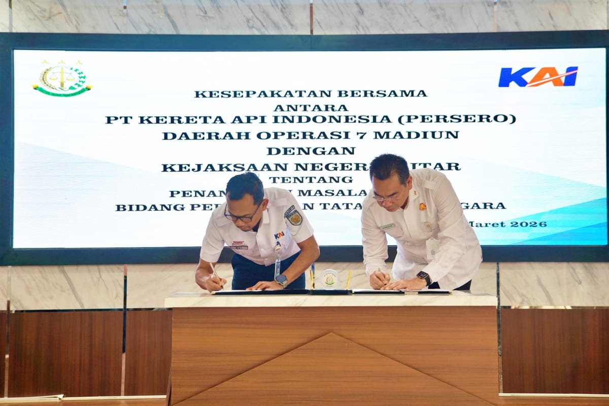 KAI Daop 7 Madiun dan Kejaksaan Nageri Blitar Tandatangani MoU Penanganan Masalah Hukum Perdata dan TUN