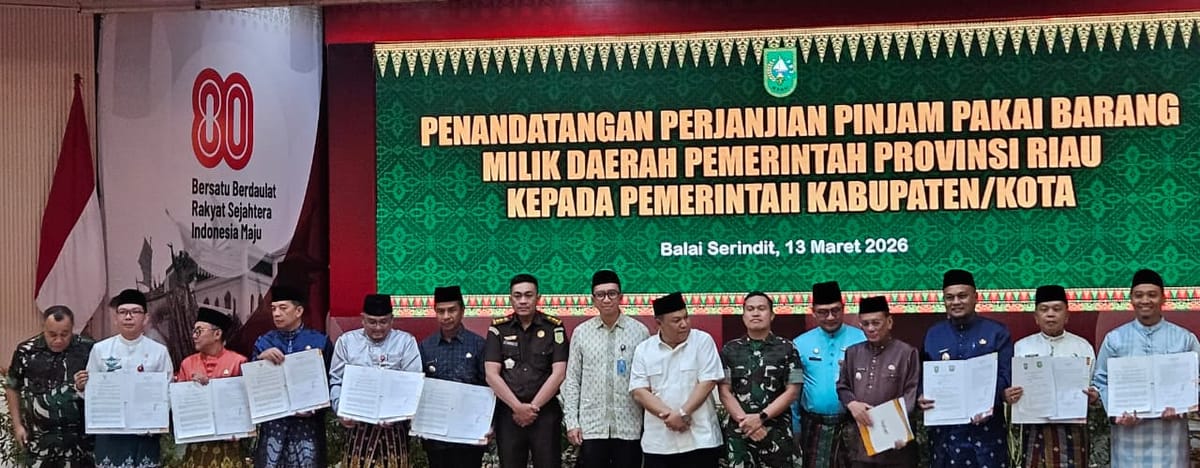 Pemkab Kuansing Ikut Menandatangani Perjanjian Pakai Barang Milik Daerah Antara Pemda Riau Dengan Pemerintah Kab/ Kota