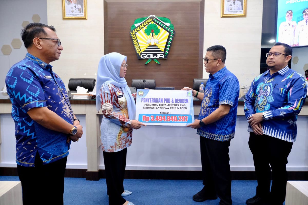 Setor dividen Rp 3,49 Milyar,Bupati Gowa Minta Perumda AM Tirta Jeneberang Tingkatkan Pelayanan ke Masyarakat