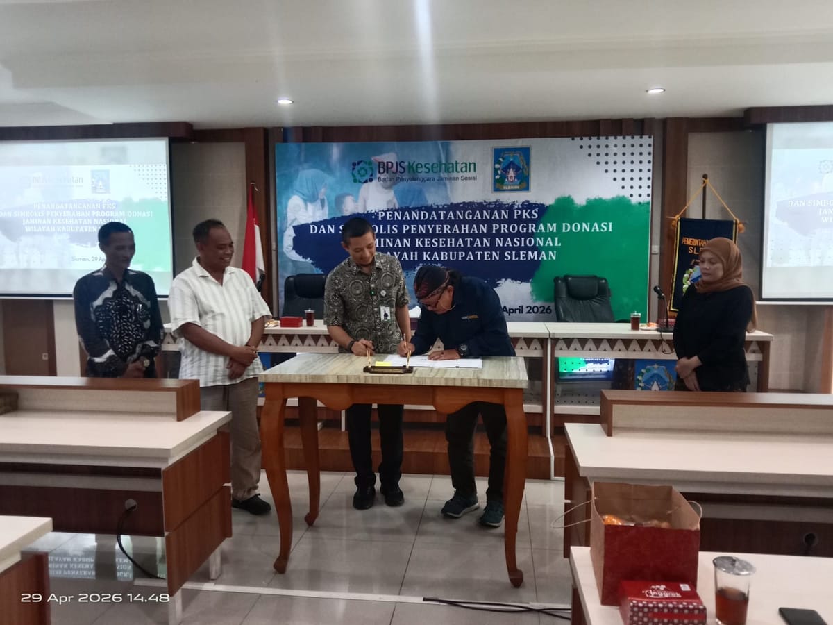 Bupati Sleman Hadiri Penandatanganan Kerja Sama BPJS Kesehatan dan Mitra JKN