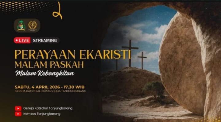 Perayaan Ekaristi Malam Paskah  di Gereja Kristus Raja Katedral Tanjung Karang