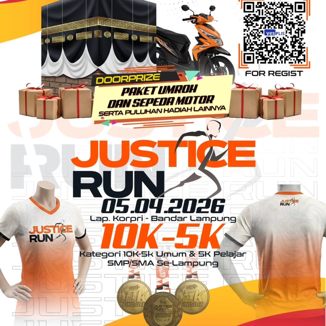 Gubernur Mirza Besok Akan Lepas Peserta Justice Run 2026, Dari Lapangan Korpri Kompleks Kantor Gubernur Lampung