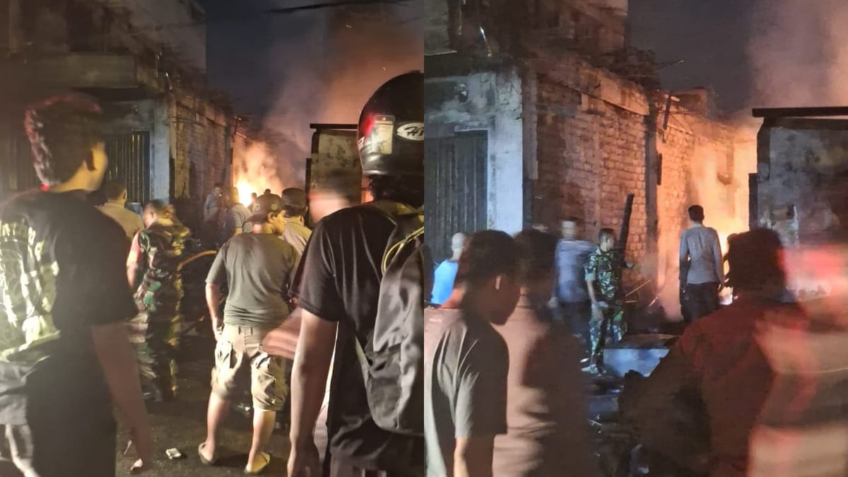 Babinsa Ternate Tengah Bantu Padamkan Kebakaran Kios di Kelurahan Stadion