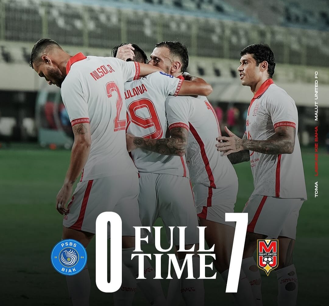 Raih Poin Penuh Malut United Pesta Gol Libas PSBS Biak 0 - 7