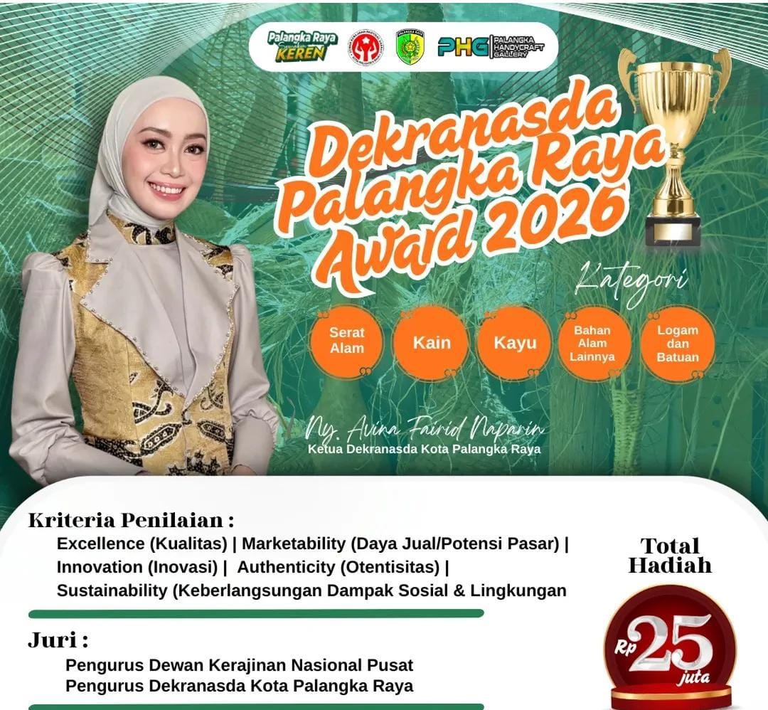 Dekranasda Palangka Raya Award 2026, Dorong Daya Saing Produk Kerajinan Lokal