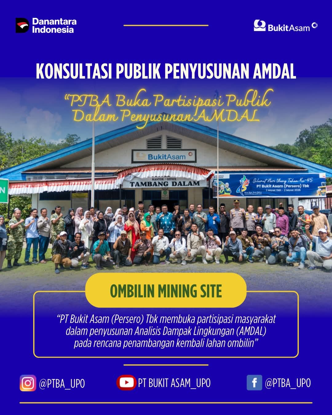 PT Bukit Asam Buka Partisipasi Publik AMDAL, Tandai Tahap Awal Reaktivasi Tambang Batubara di Sawahlunto