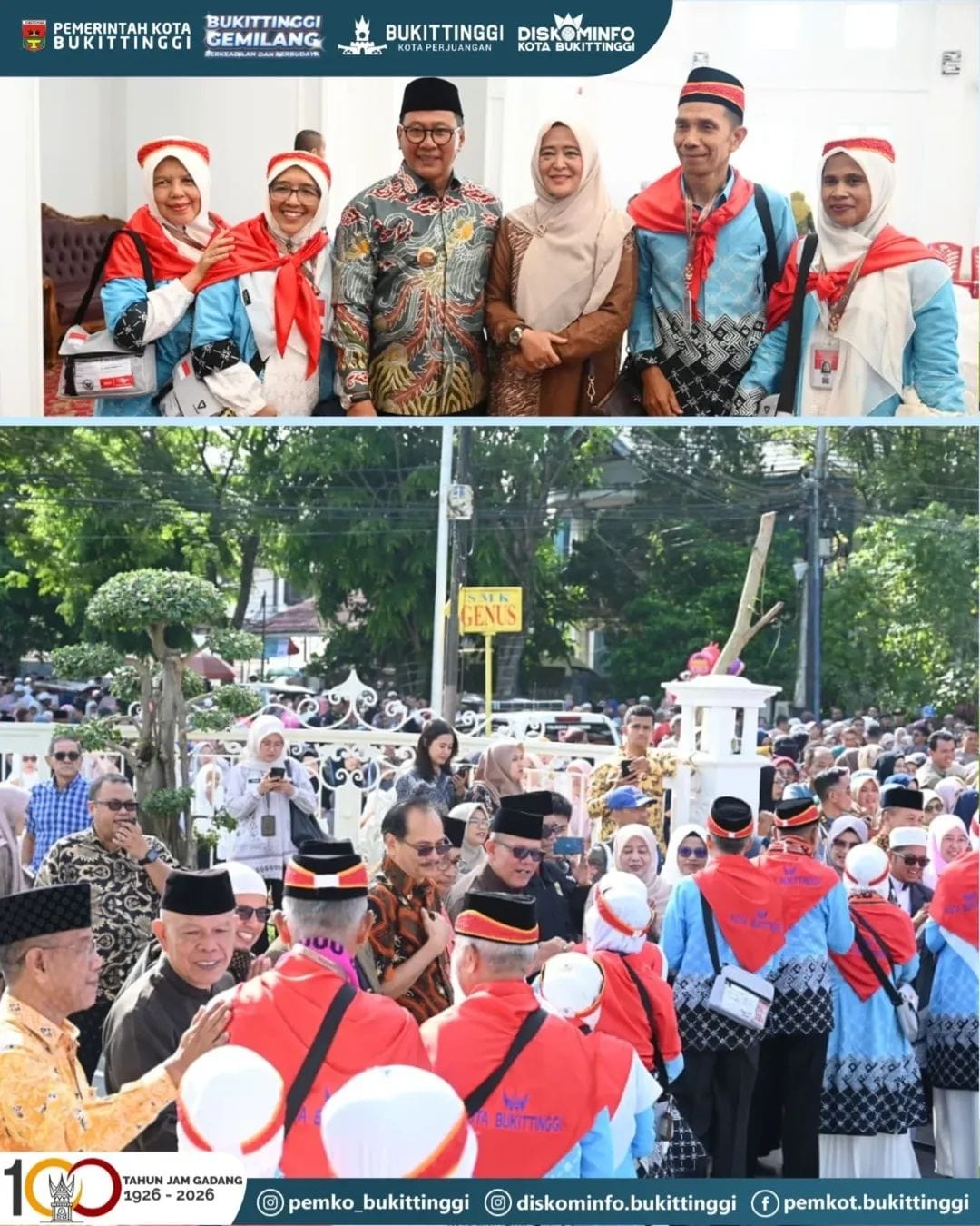 Jemaah Calon Haji Bukittinggi 2026, Kloter 7 Padang di lepas Wako Ramlan Nurmatias.