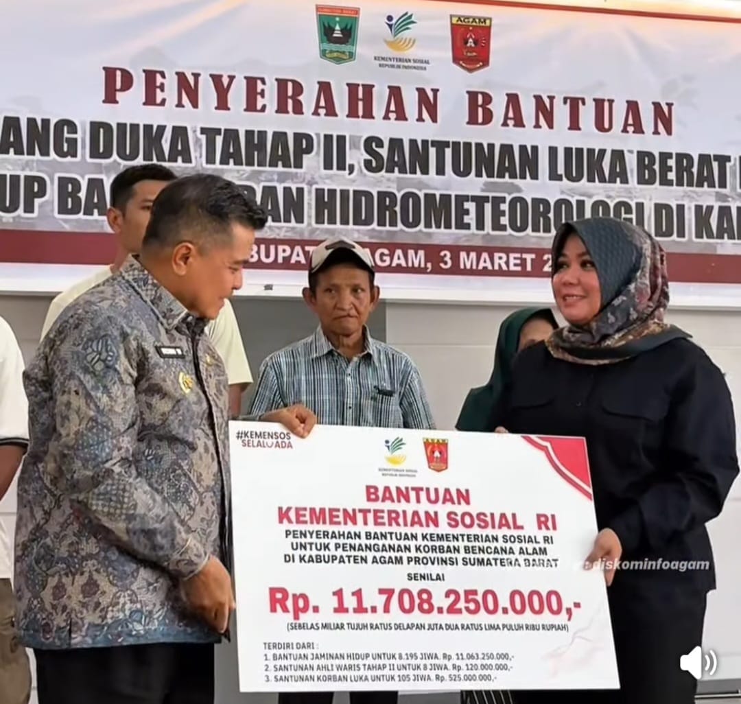 Pemkab Agam Salurkan Bantuan Rp11,7 Miliar untuk 8.308 Korban Bencana