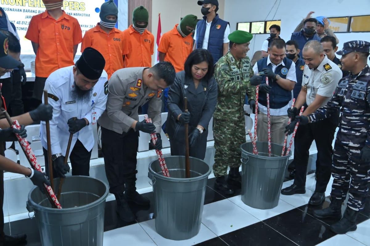 Polres Bengkalis Musnahkan BB Narkotika Jaringan Internasional