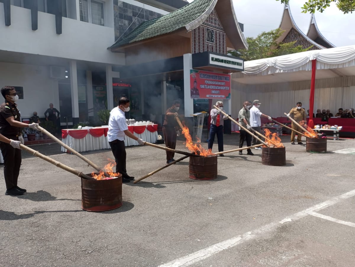 Kejari Bukittinggi Musnahkan Narkoba, 15 Kg Ganja dan 400 gram Sabu