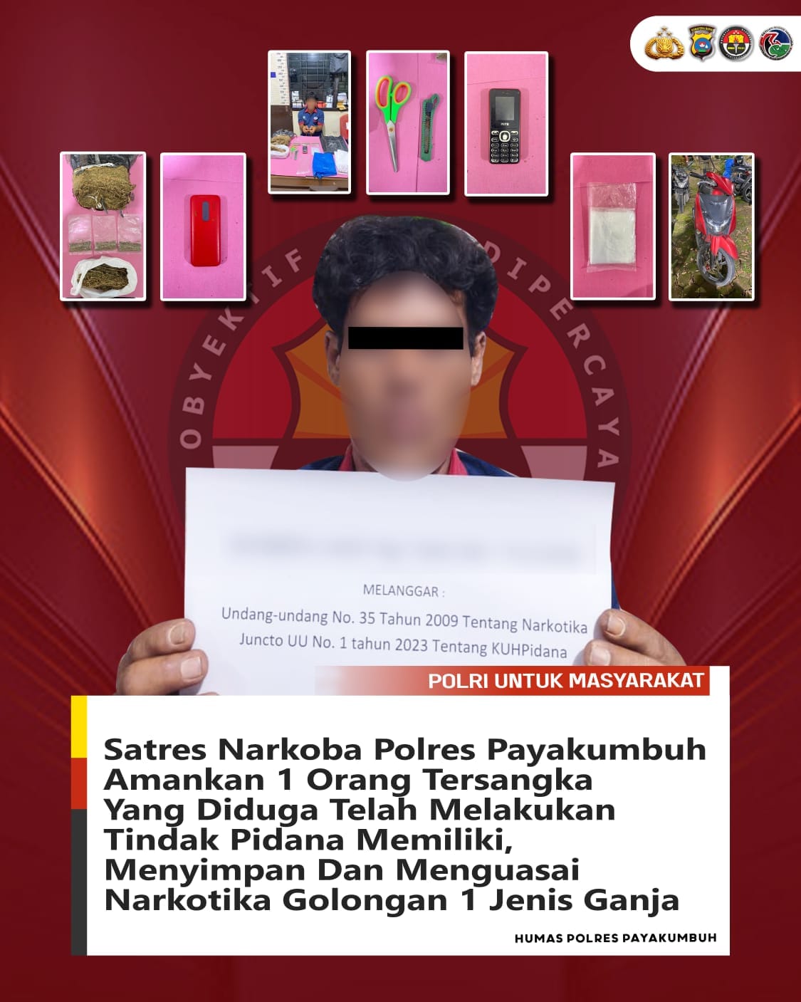 Gagalkan Peredaran Narkoba, Polres Payakumbuh Amankan Pengedar Ganja