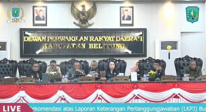 Rapat Paripurna DPRD Belitung Mendengarkan Penyampaian Rekomendasi Banmus Terhadap LKPJ Bupati