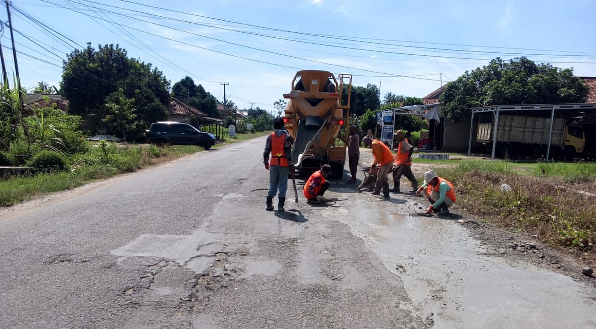 Dinas PUPR Tubaba Mulai Lakukan Perbaikan Jalan  Rusak