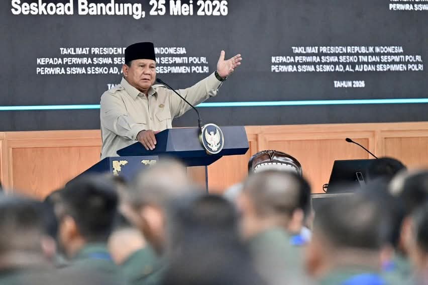 Presiden Prabowo Sampaikan Taklimat kepada Seribu Perwira Siswa TNI dan Polri Peserta Sesko dan Sespim