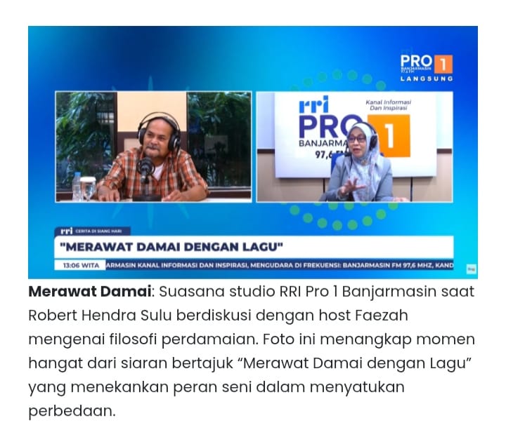 Merawat Damai Dengan Lagu, Robert Hendra Sulu Hadir di Studio Pro 1 RRI Banjarmasin