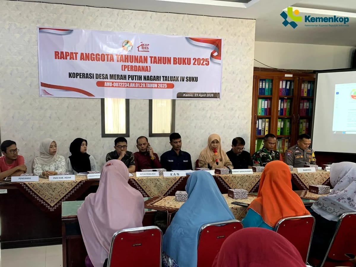 Penuhi Target Nasional Mei 2026, RAT Koperasi Desa Merah Putih (KDMP) di Kabupaten Agam Tuntas 100 Persen