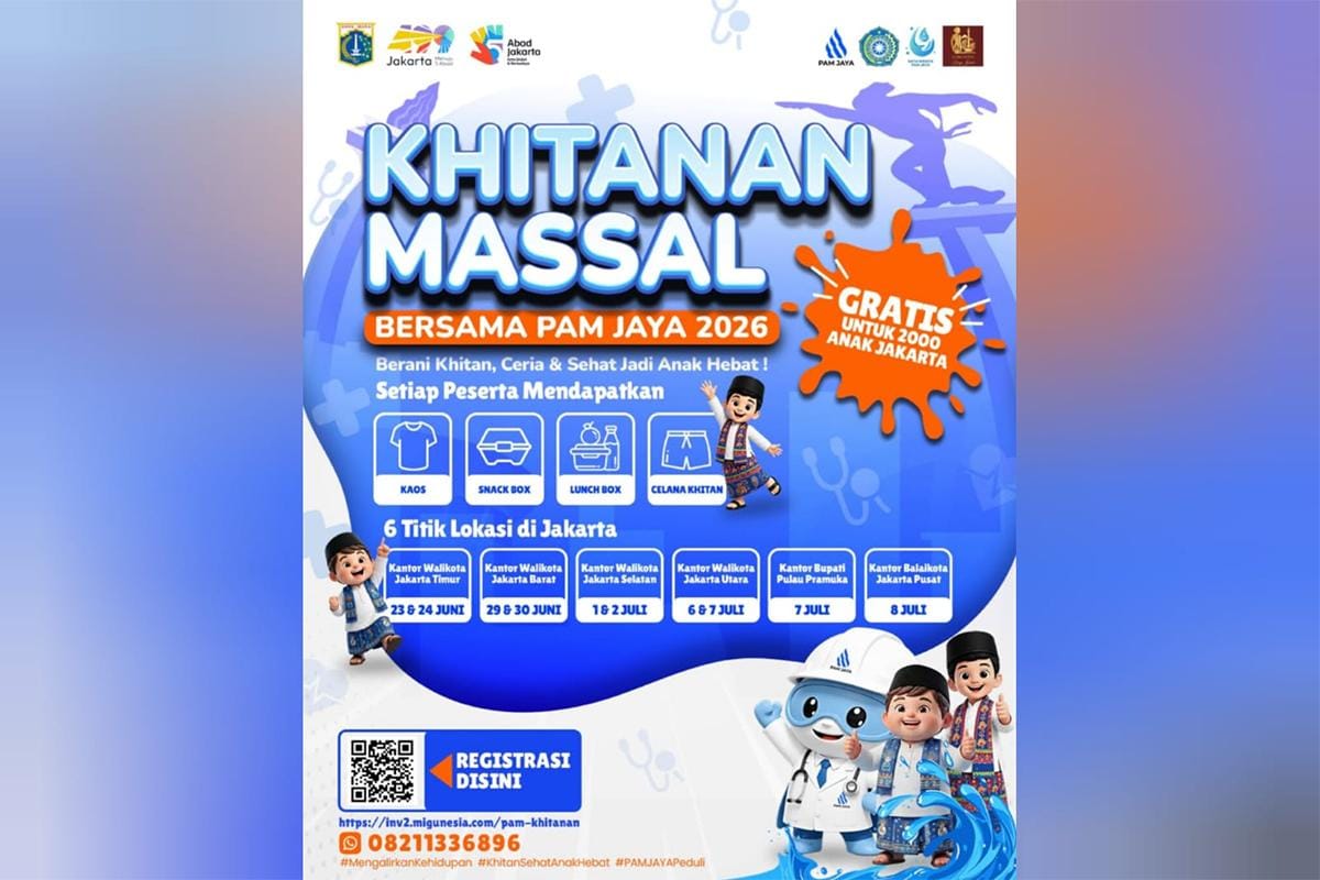 PAM JAYA akan Gelar Khitanan Massal Gratis untuk 2.000 Anak Sambut HUT ke-499 Jakarta